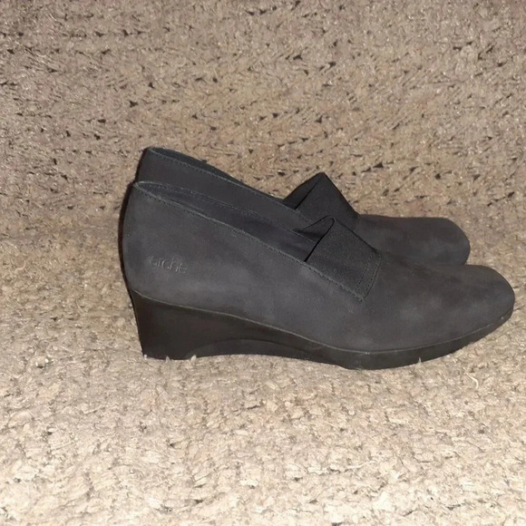 ARCHE-Black Nubuck  Leather-Wedge-Elastic Front-Sz 36-Excellent - Picture 5 of 9